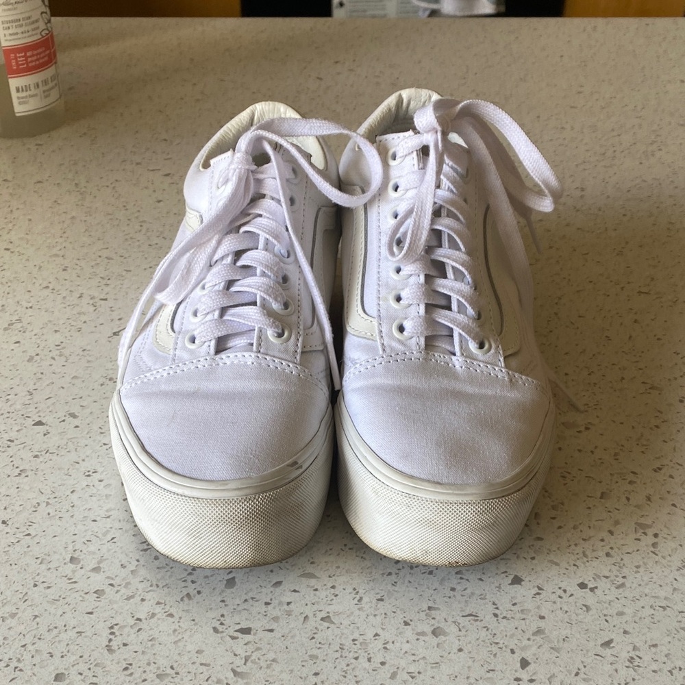 Women's White Platform Vans - Picture 2 of 6